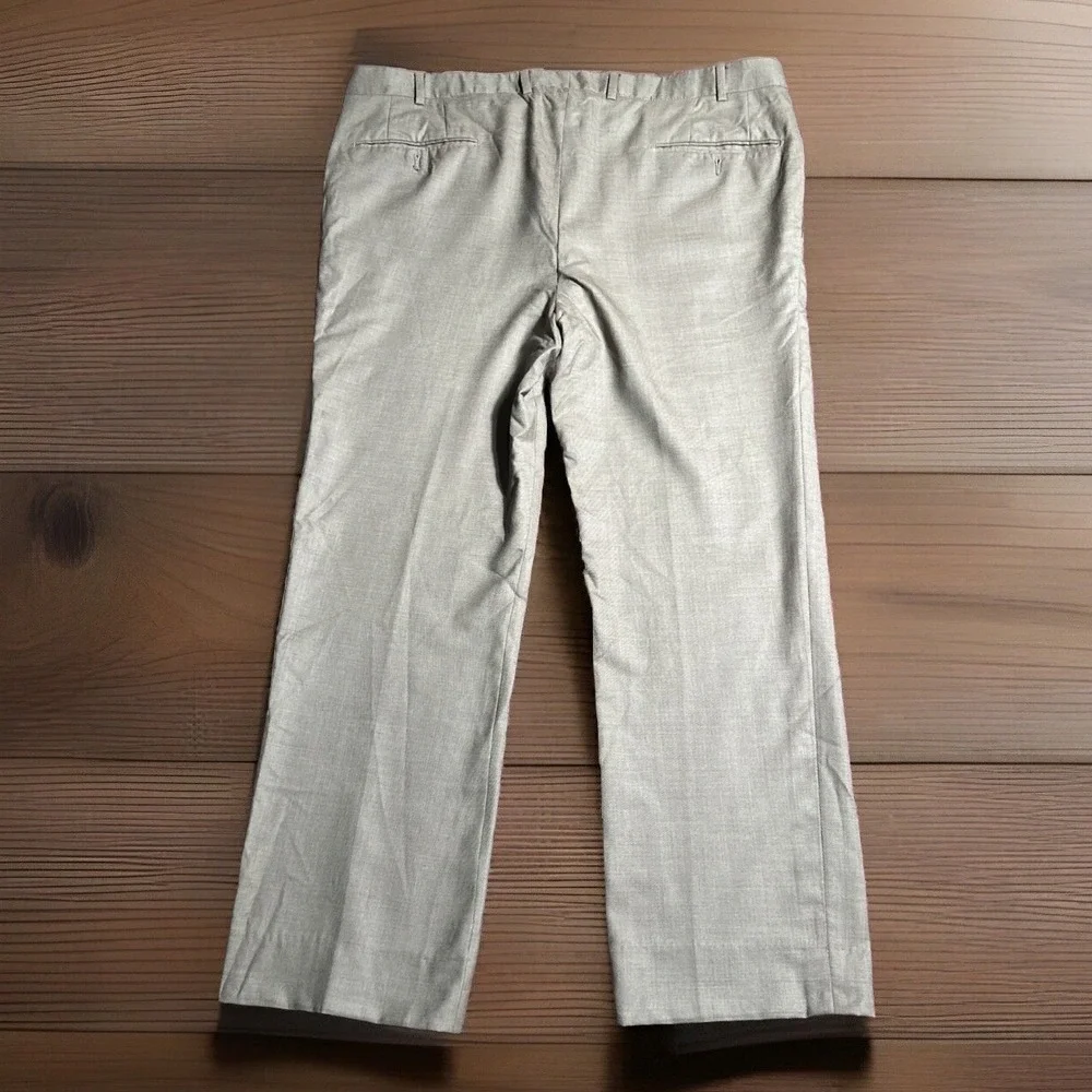 Ermenegildo Zegna Pants Mens 38/28 Light Brown 100% Wool Flat Front Dress Slacks